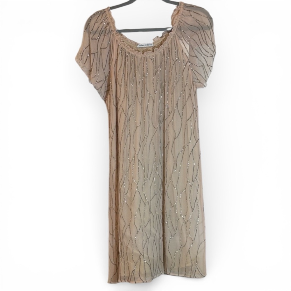 Ambre Babzoe Silk Beaded Dress | Gatsby Wedding Guest Cocktail Medium (EU 40)